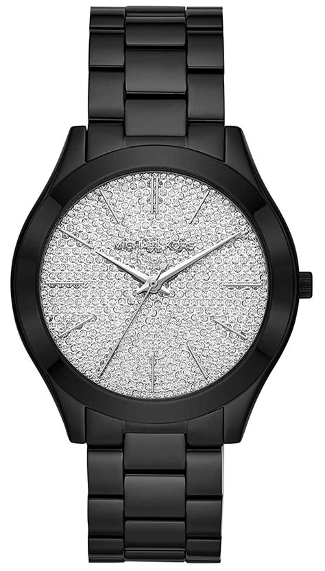 michael kors slim runway pavé black-tone watch|Michael Kors unisex watch.